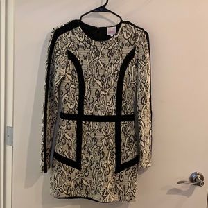 Parker Long Sleeve Black and white dress